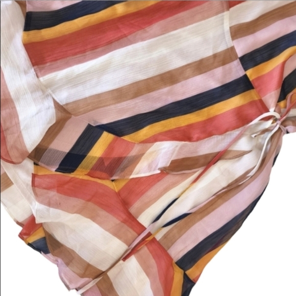 ALL IN FAVOR STRIPED WRAP DRESS. XS - Picture 4 of 6